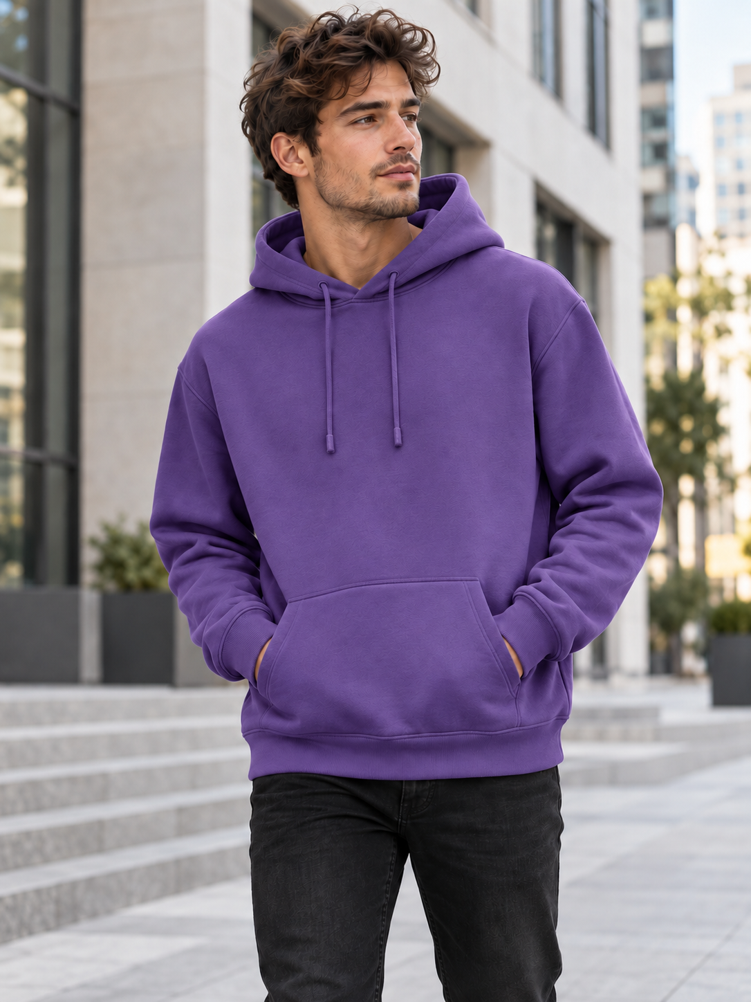 Hoodie homme uni - Violet